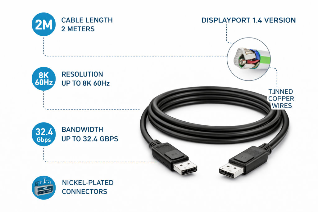 Displayport monitoriaus kabelis