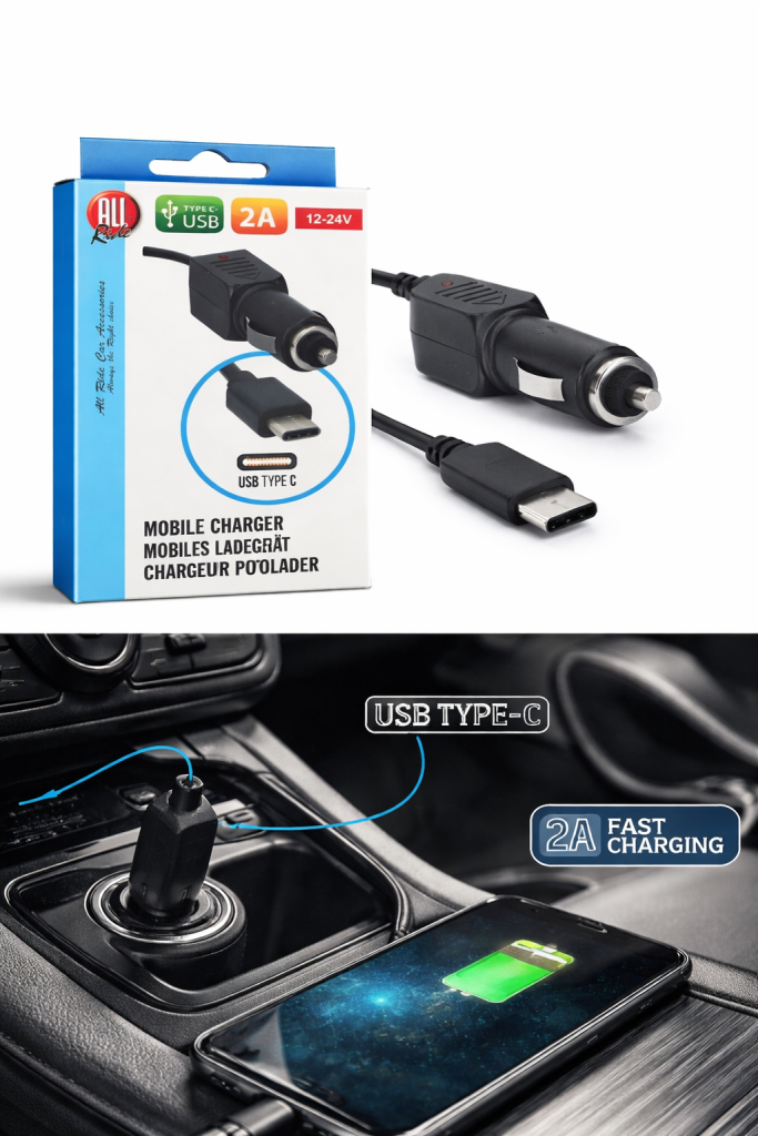 Automobilinis įkroviklis USB type C